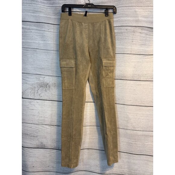 NWT BCBGMAXAZRIA Khaki Faux Suede & Twill Wilcox Pants Size S - Picture 1 of 4